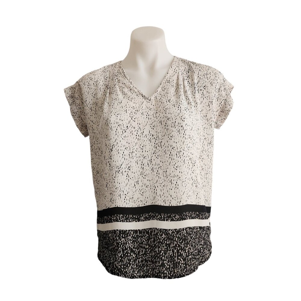 Vera Wang Simply Vera Black and White Short Sleeve Blouse Size XS